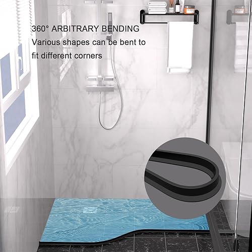 Miniatura 6 de SIKAIQI Presa de agua para fregadero, ducha, umbral de agua, barrera de agua plegable de 0.47 pulgadas de alto, barrera de bloqueo de agua,