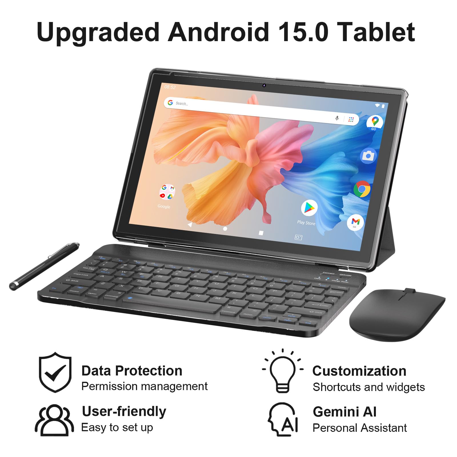 Amazon.com : BYANDBY Android 14, 2 in 1 Tablet with Keyboard, 10