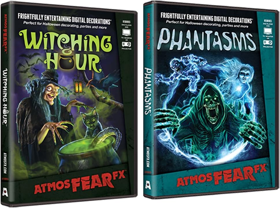 AtmosFearFX Phantasms & Witching Hour DVD Combo Pack. Virtual Halloween Window Projection Decoration.