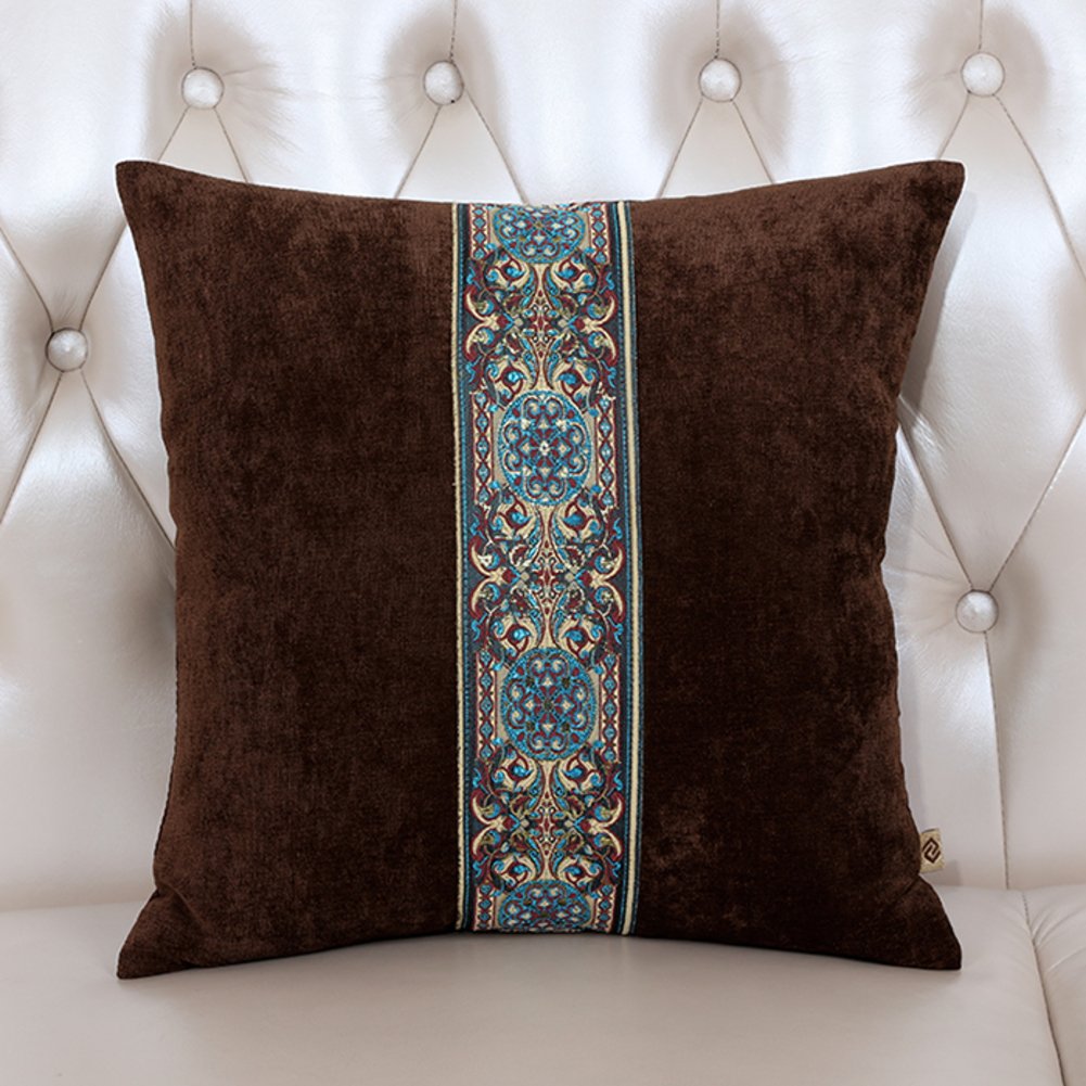 Coussin coton base court style européen avec taie d'oreiller de canapé 60x60cm