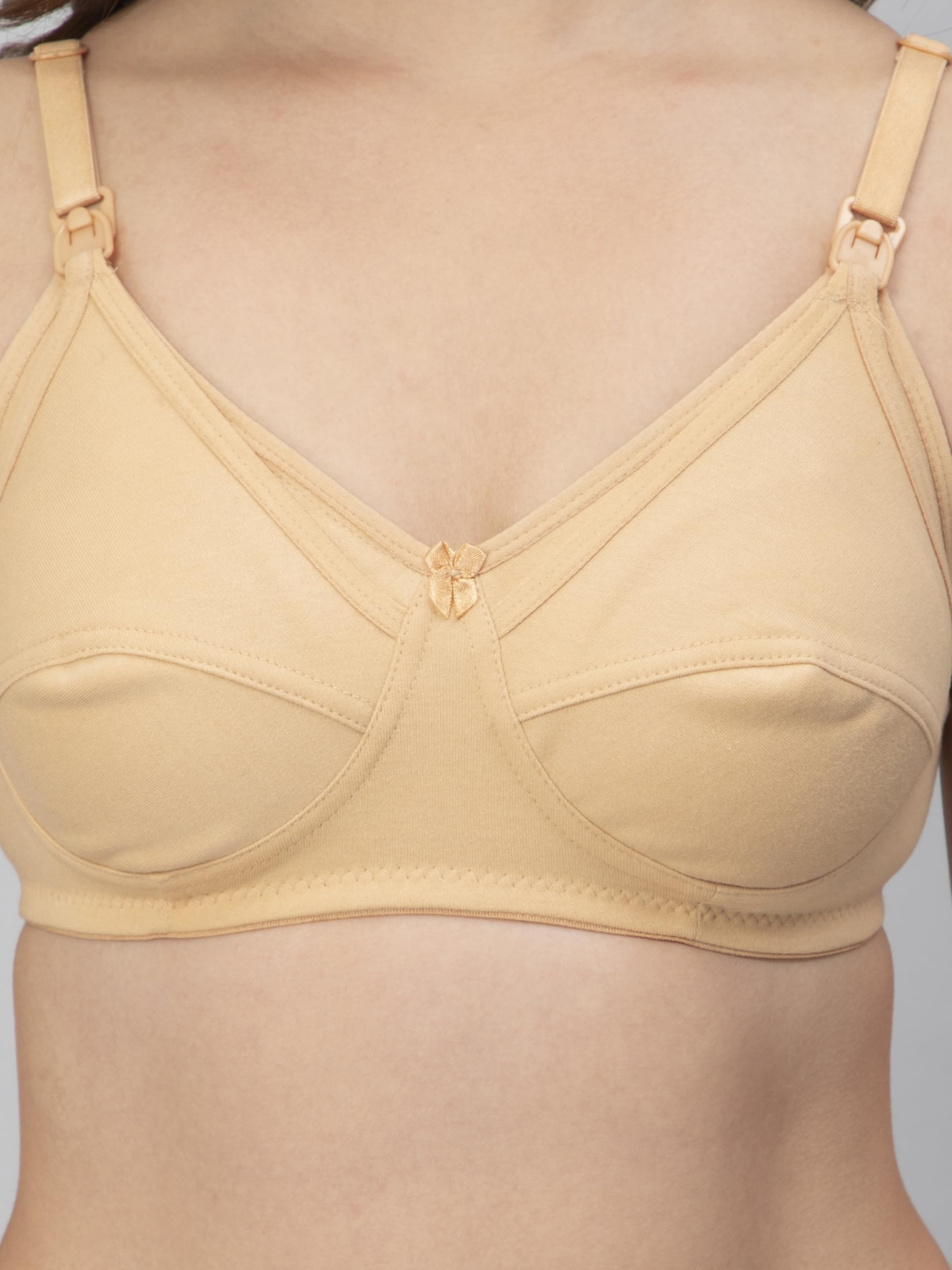 CEE 18 Women's Cotton Non Padded Non-Wired Maternity Bra (9200C_32_Beige_32C) 4