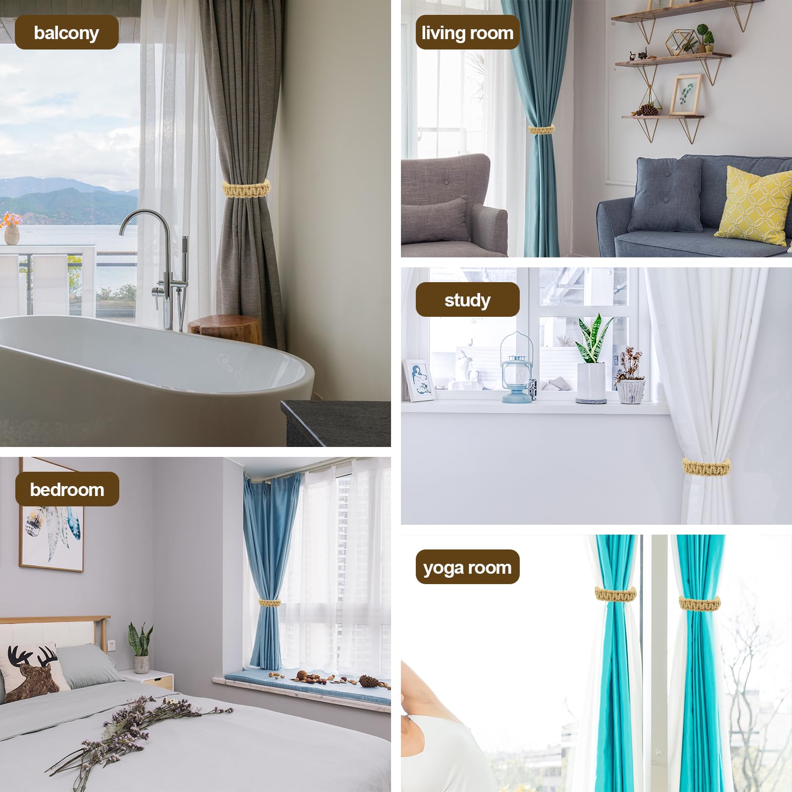 Decorations Rope Home Curtain Curtain Curtain Braided 4 Christmas Handmade Flexible for (Set Rustic Wedding Drapes, Curtain of Tie for Holdbacks Outdoor Tiebacks Tiebacks 2