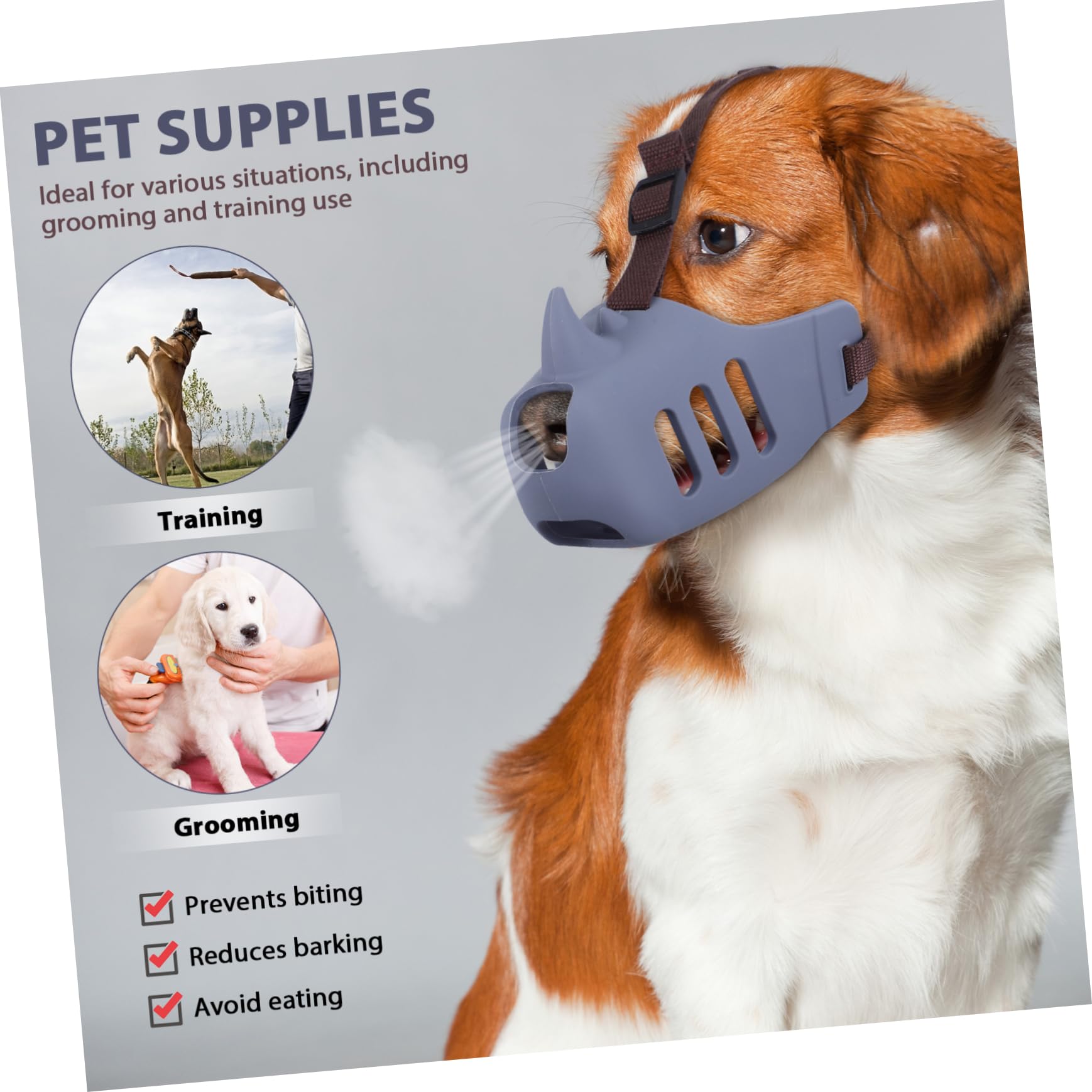 3pezzi Museruola Per Toelettatura in Silicone Antiabbaio e Regolabile Per Prevenire Morsi e Proteggere La Del Cane