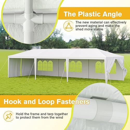 Miniatura 4 de Devoko Tienda de campaña para exteriores de 10 x 30 pies, toldo resistente, para eventos, bodas, fiestas, patio trasero, color blanco