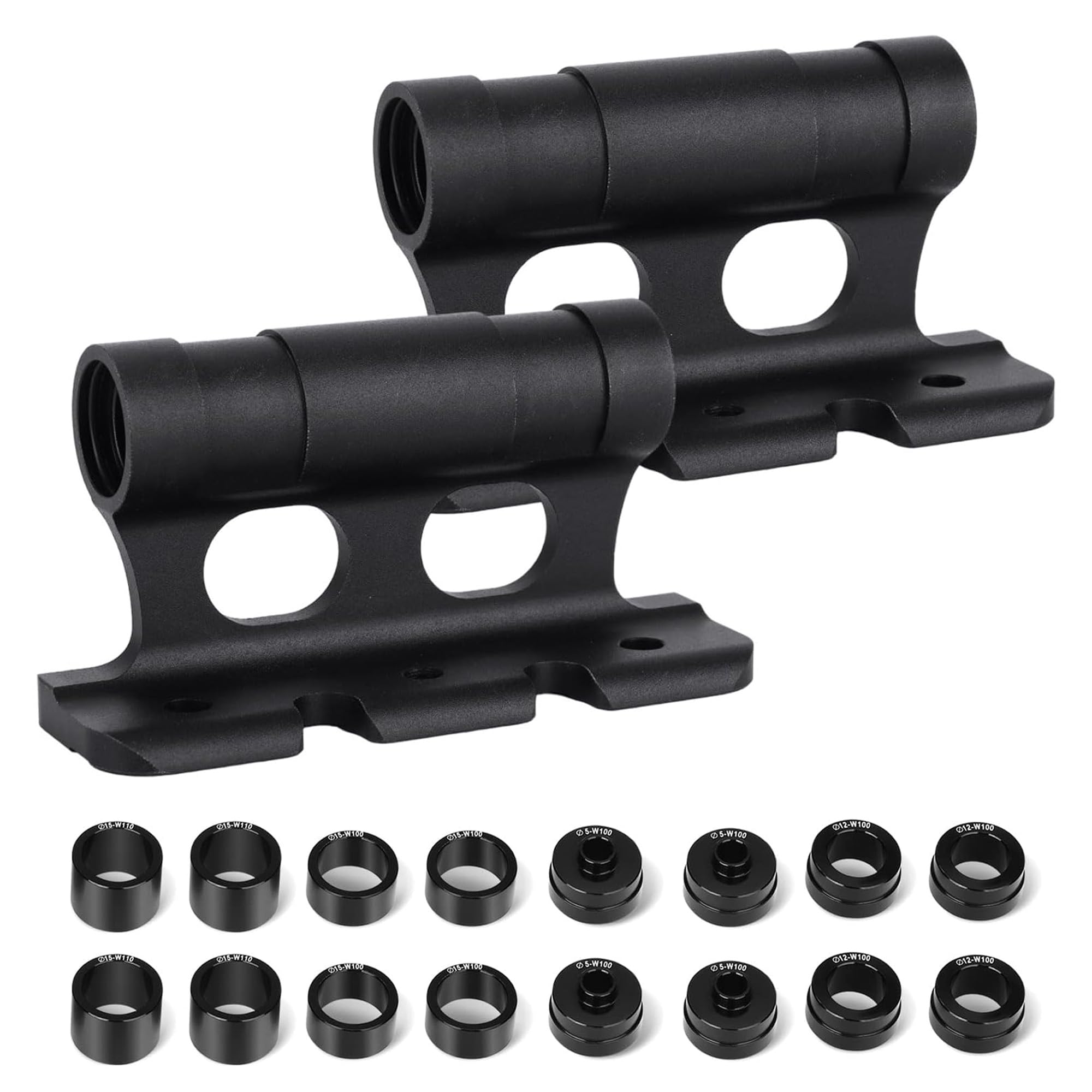 2Pcs Bike Fork Mount Bracket: Bicycle Fork Mount Truck Block for Car Roof Aluminum Alloy Quick Release MTB Thru Axle Carriers 8 Removable Fittings 5x100/12x100/15x100/15x110mm