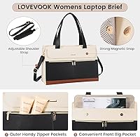 Vista 5 de LOVEVOOK Laptop Bag for Women 15.6 Inch Laptop Tote Work Bag Professional Leather Computer Briefcase Waterproof Handbag Shoulder Bag Large Capacity