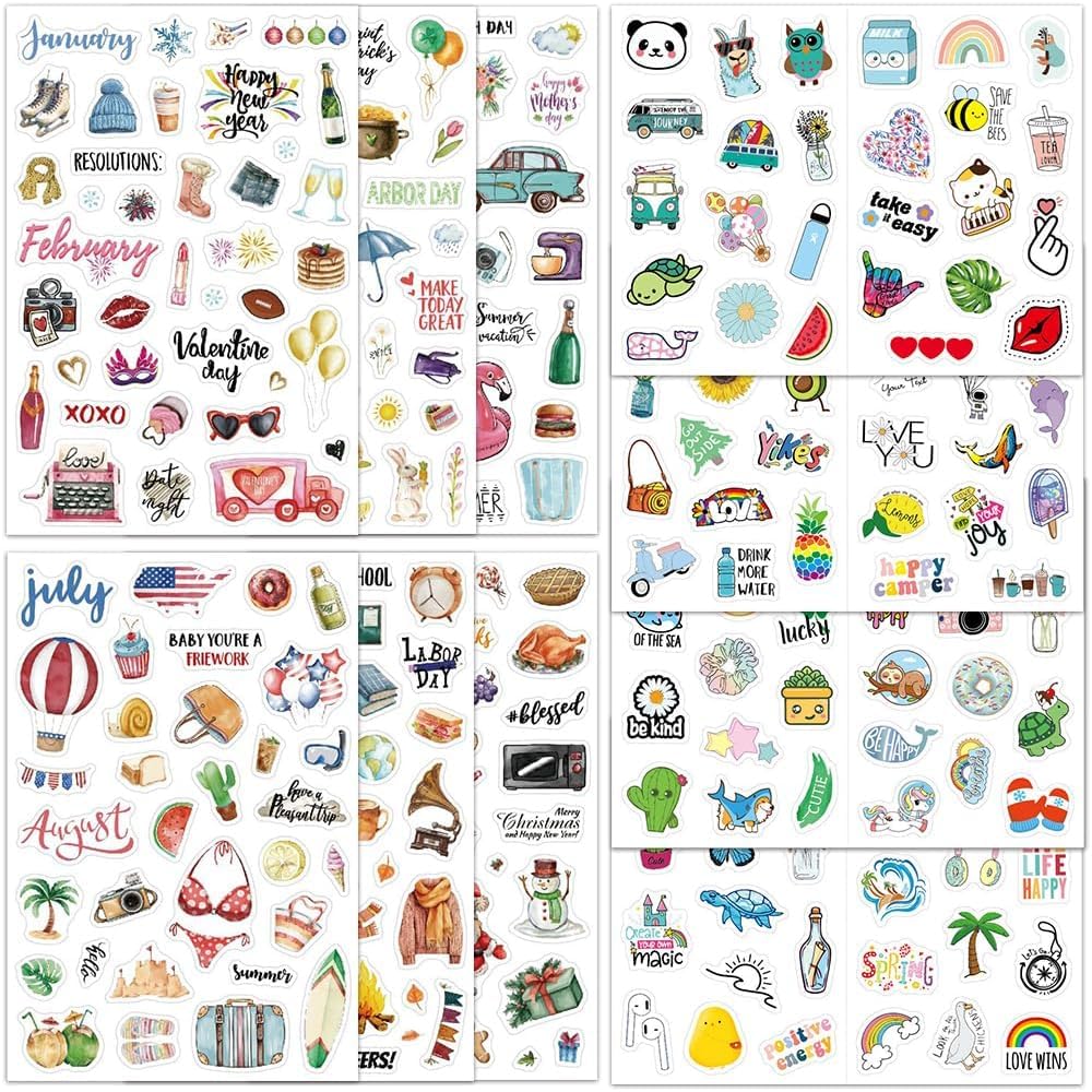 Seasonal Planner Stickers, Seasons Sticker Set,10PCS 318 Designs Stickers Spring Summer Autumn Winter Scrapbook Stickers for Photo Album Bullet Journal Accessories Deco, DIY Scrapbooking Sticker