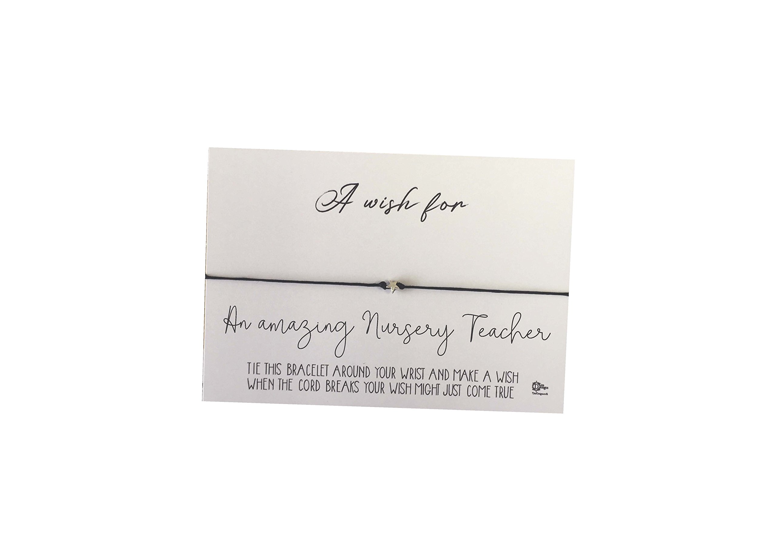 Dios Designs Simple Wish Bracelet - A Wish for an Amazing Nursery Teacher DD761, Cotton Tibetan Silver