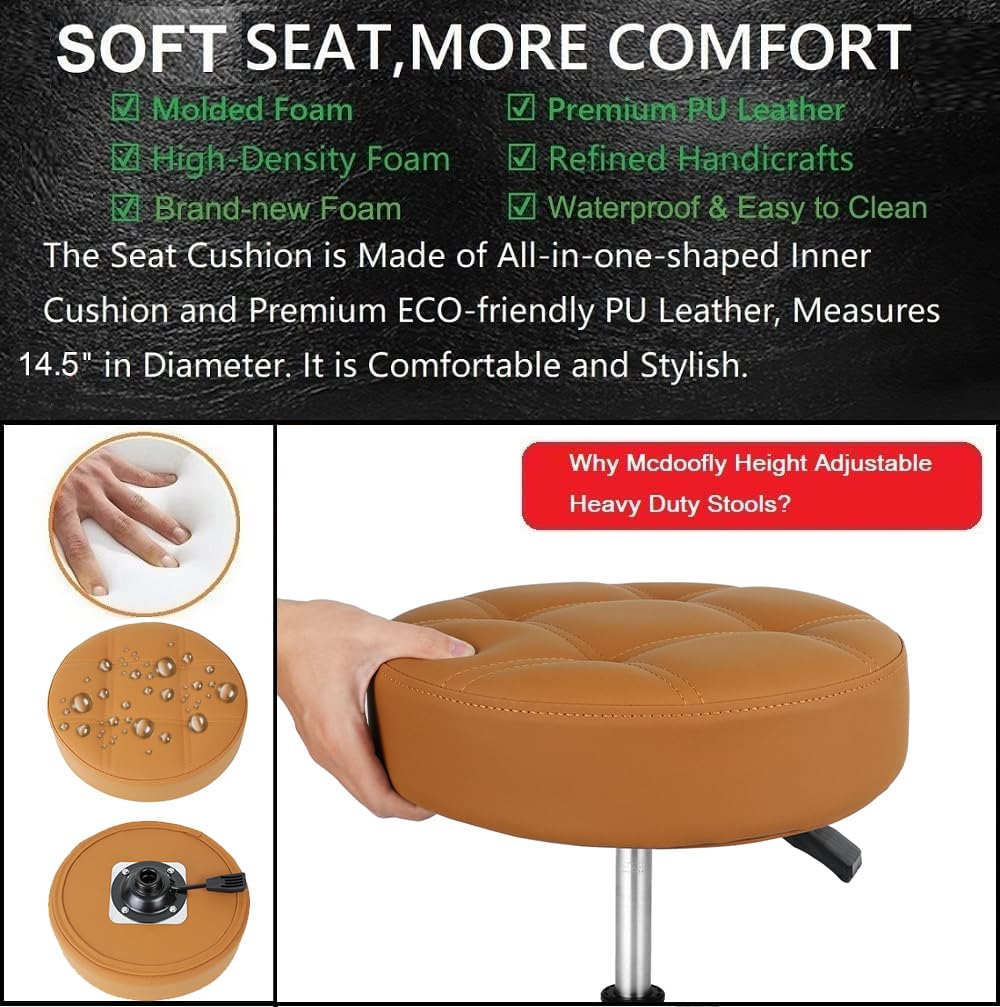 Tabouret roulant réglable en hauteur avec dossier, pivotant de 83 à 98 cm, pivotant à 360°, idéal pour le bureau et le salon de coiffure. | Leroy Merlin Tabouret roulant réglable en hauteur avec dossier, pivotant de 83 à 98 cm, pivotant à 360°, idéal pour le bureau et le salon de coiffure. | Leroy Merlin