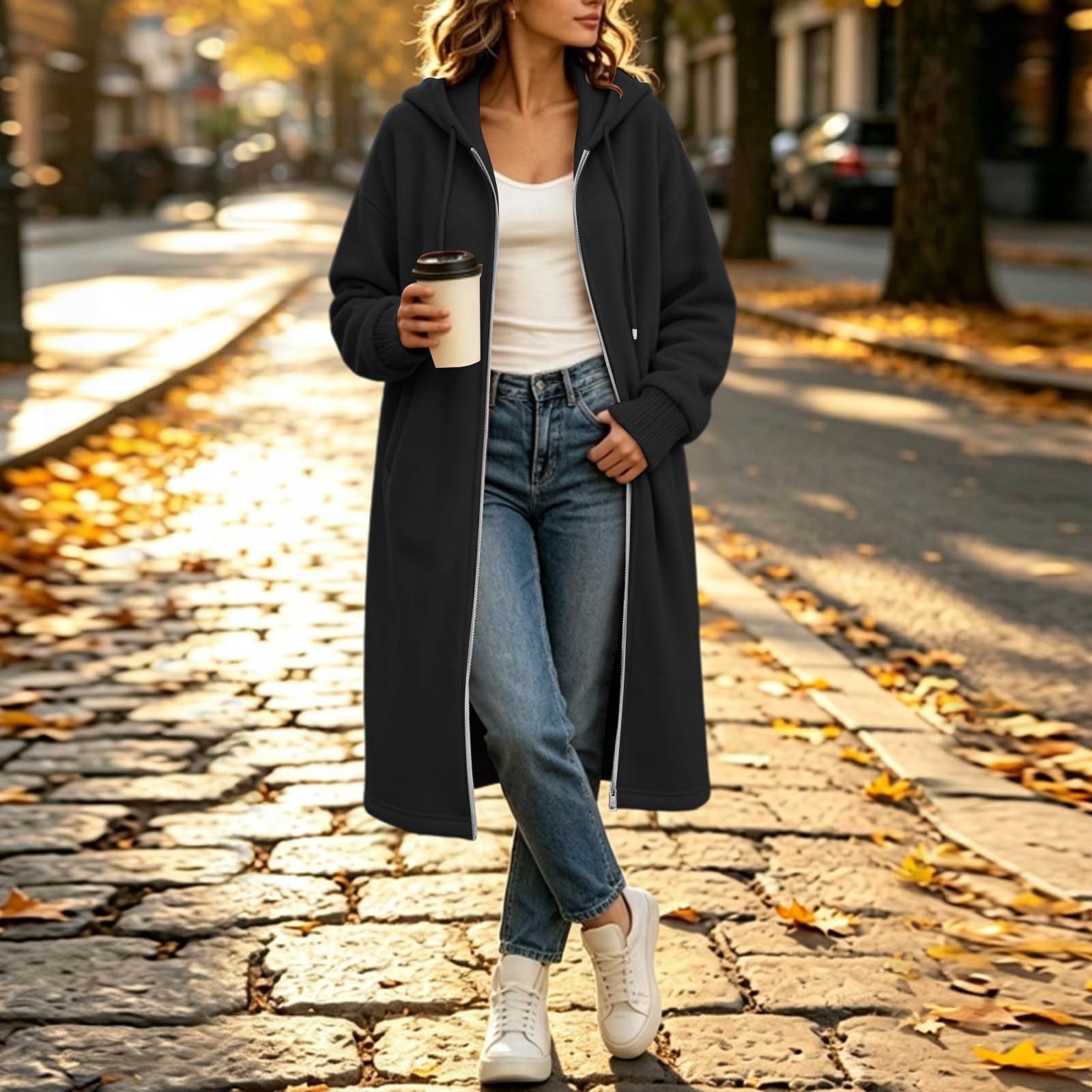 Generisch Jacke Damen Lang Mantel Mit Taschen Übergangsmantel Winddicht