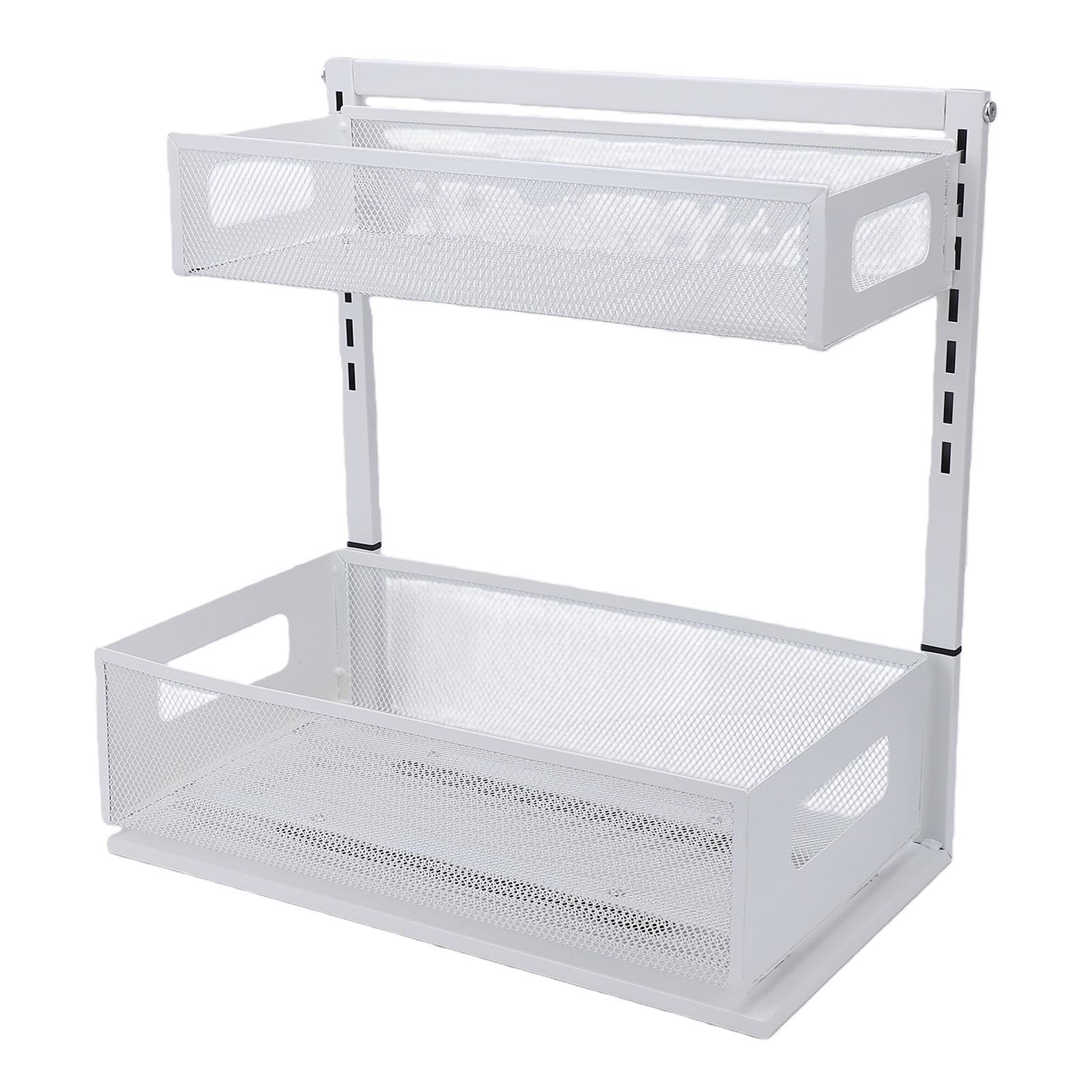 ViaGasaFamido Organizador bajo Fregadero Extraíble de 2 Niveles, Estante | Construcción de Acero Al Carbono, Soporta 100 Lb, Riel Deslizante Suave
