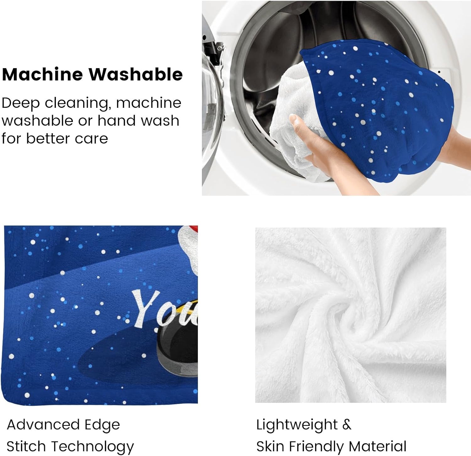 Custom Name Blanket Santa Claus, Personalized Flannel Throw Blanket for Couch Sofa Bedroom Living Room, 40" x 50"