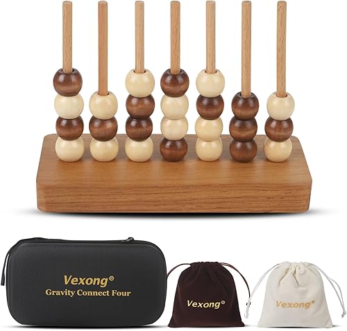 Juego de 4 en fila de madera  4 juegos de estrategia clásicos para adultos y niños, cuatro conectan el mismo color seguido, juegos de viaje