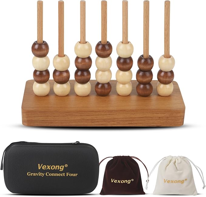 4 in a Row Wooden Strategy Game