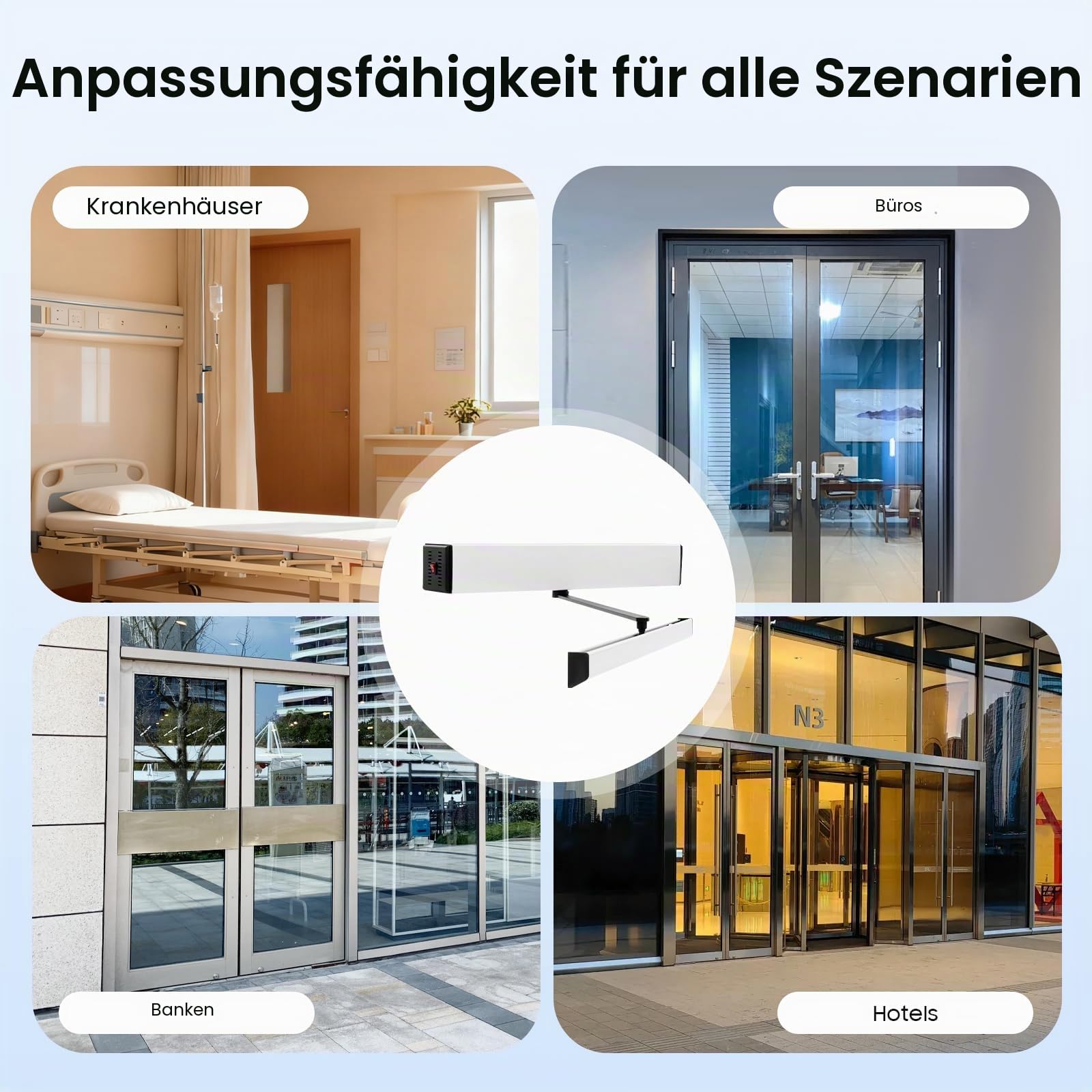 120° Automatischer Türöffner Drehtüröffner Kit, Elektrische Türantrieb Max. Türgewicht 100KG, 50W Klappbarer-Türöffner Schließer Schwingtür mit Fernbedienungen(Fernbedienungsbereich: 15m)