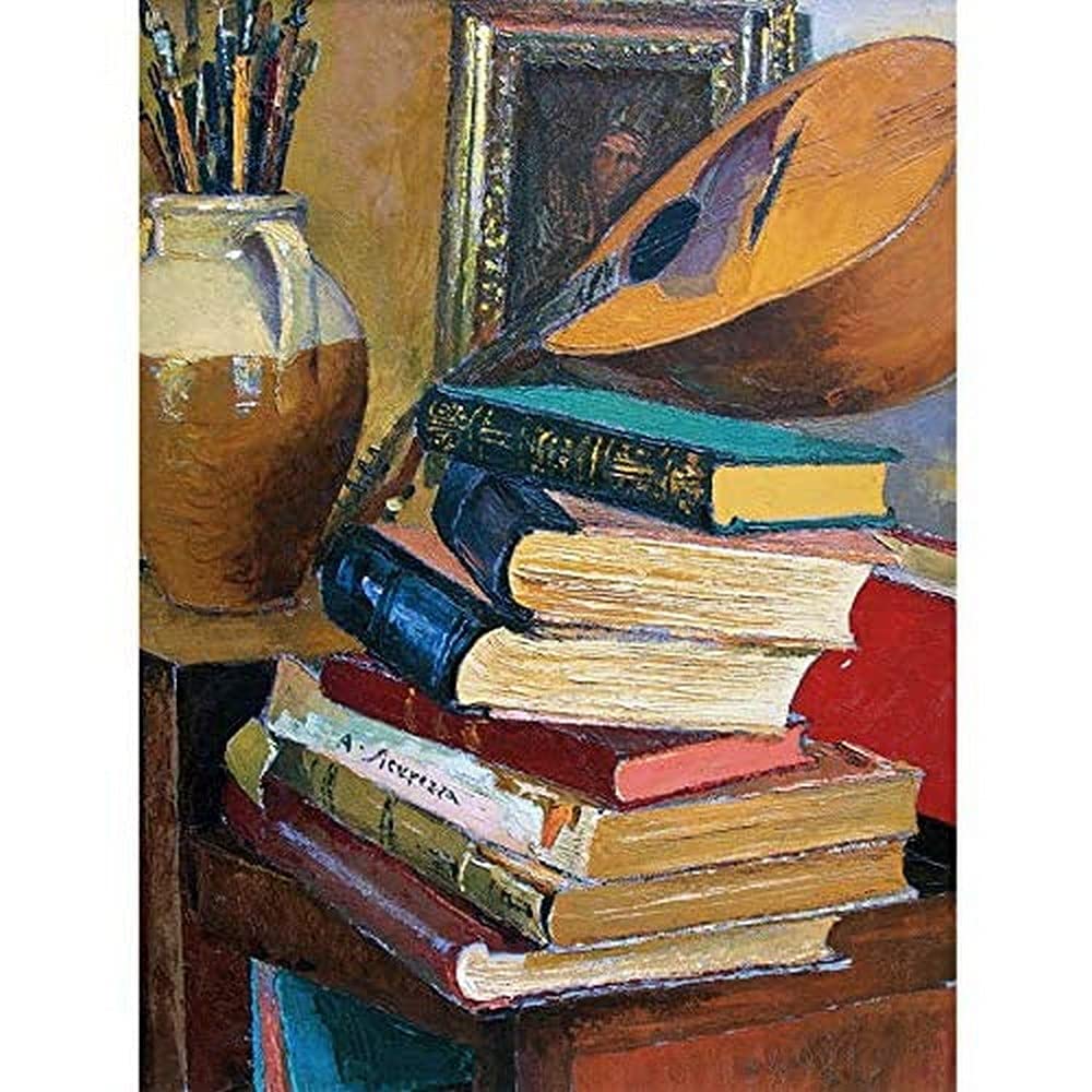 Artery8 Sicurezza Still Life With Books Mandolin Painting Unframed Wall Art Print Poster Home Decor Premium