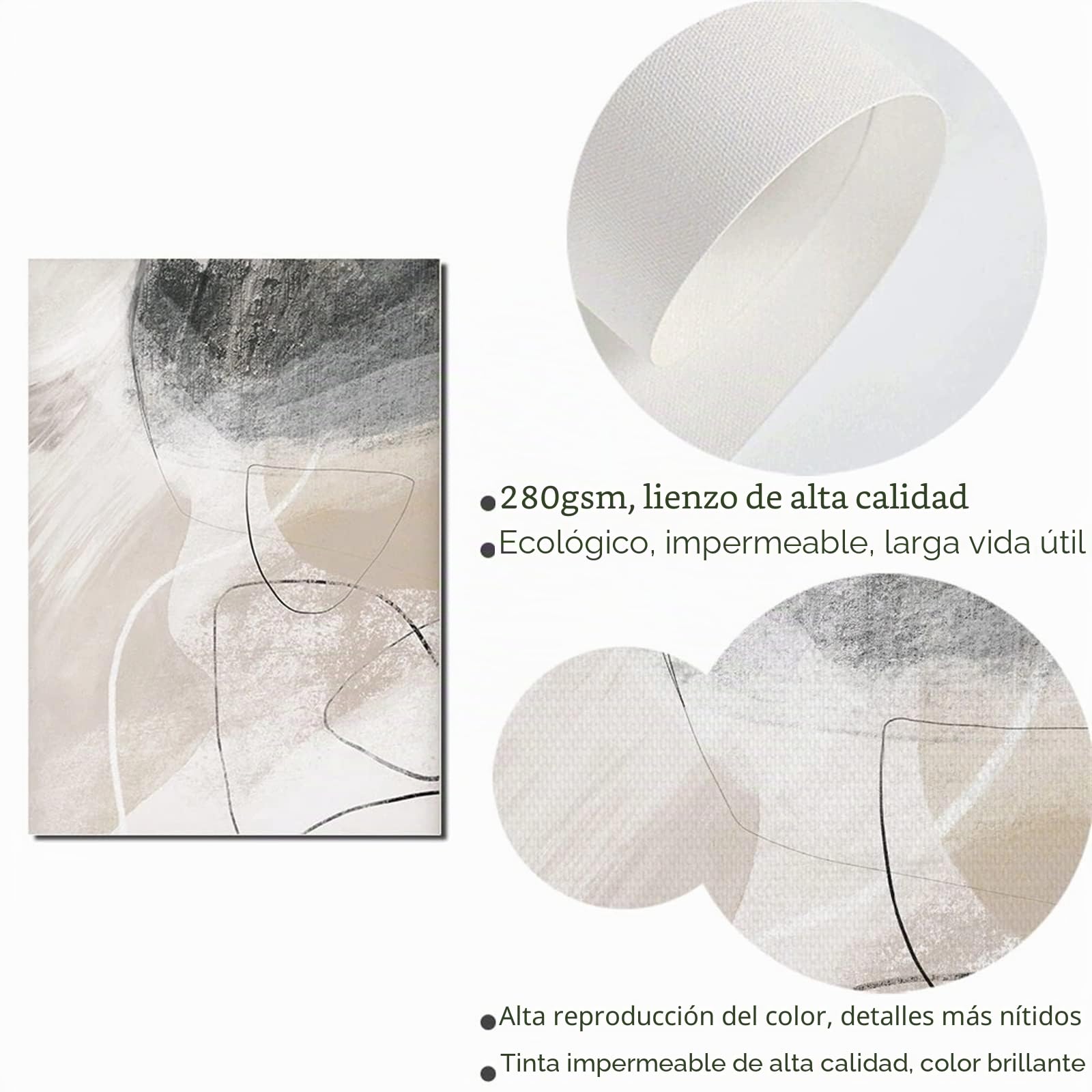 Sarah Duke Juego de 3 pósteres, cuadros abstractos beige para salón, cuadros modernos en lienzo, póster de pared, sin marco, decoración de pared para salón (50 x 70 cm, B)