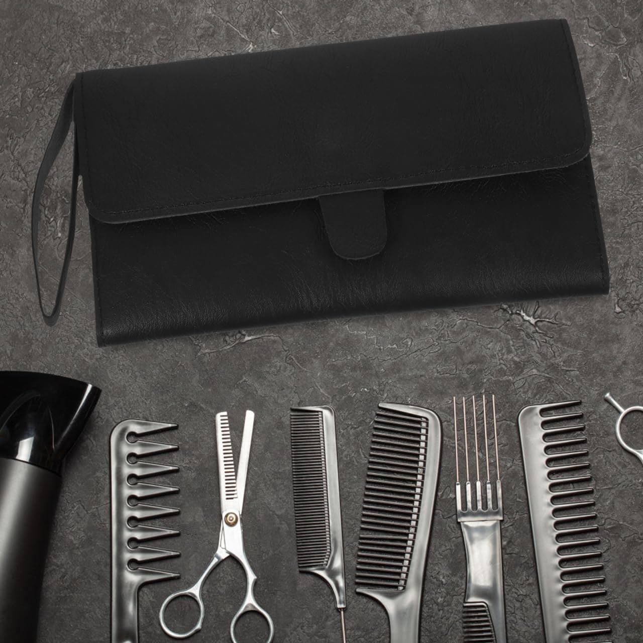 Hairdressing Tool Kit Lightweight Scissor Pouch Professional Hair Stylist Organizer Compact Hair Cutting Scissor Storage Bag 10.23X5.51X0.78In