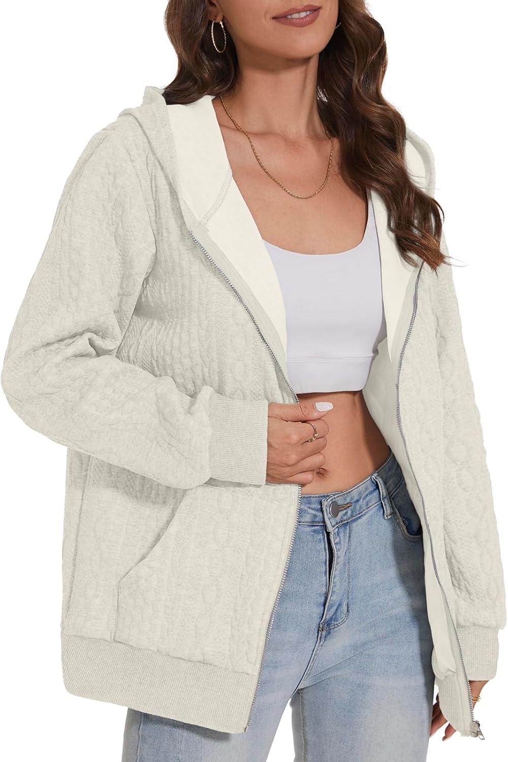 TBA Zip Up Cardigan Sweatshirts for Women Long Sleeve Lightweight Hoodie Oversized Casual Hoodies Sweater Fashion Jackets - Image 2