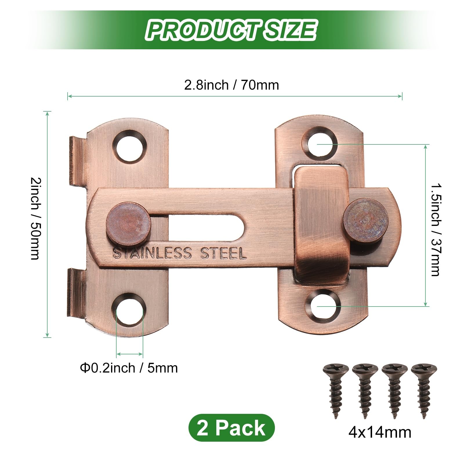 M METERXITY 2-Pack Flip Latch Gate Latch - Image 3