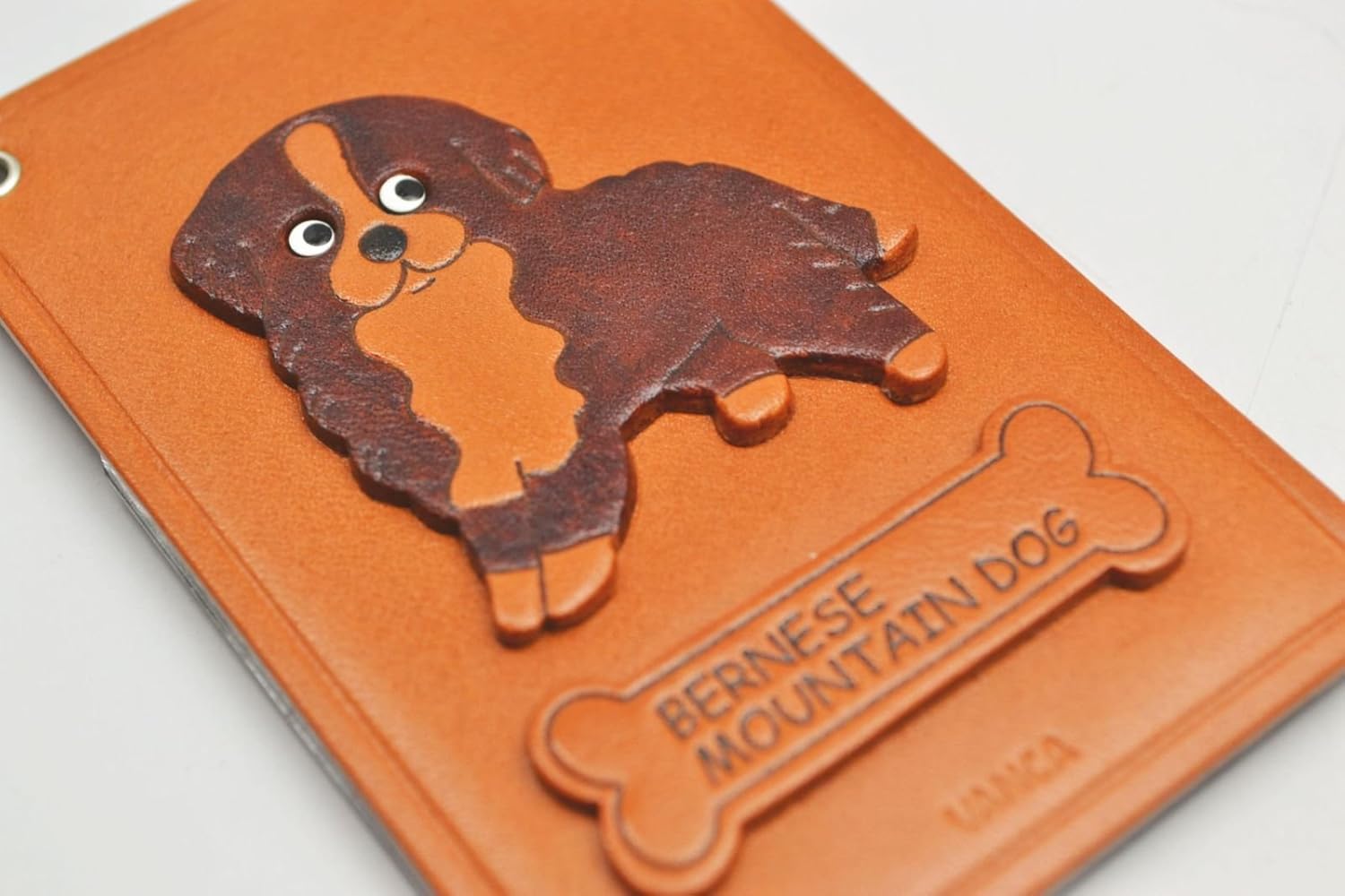 Bernese Mountain Dog Leather Pass/ID/Card Holder/Case *VANCA* Handmade in Japan