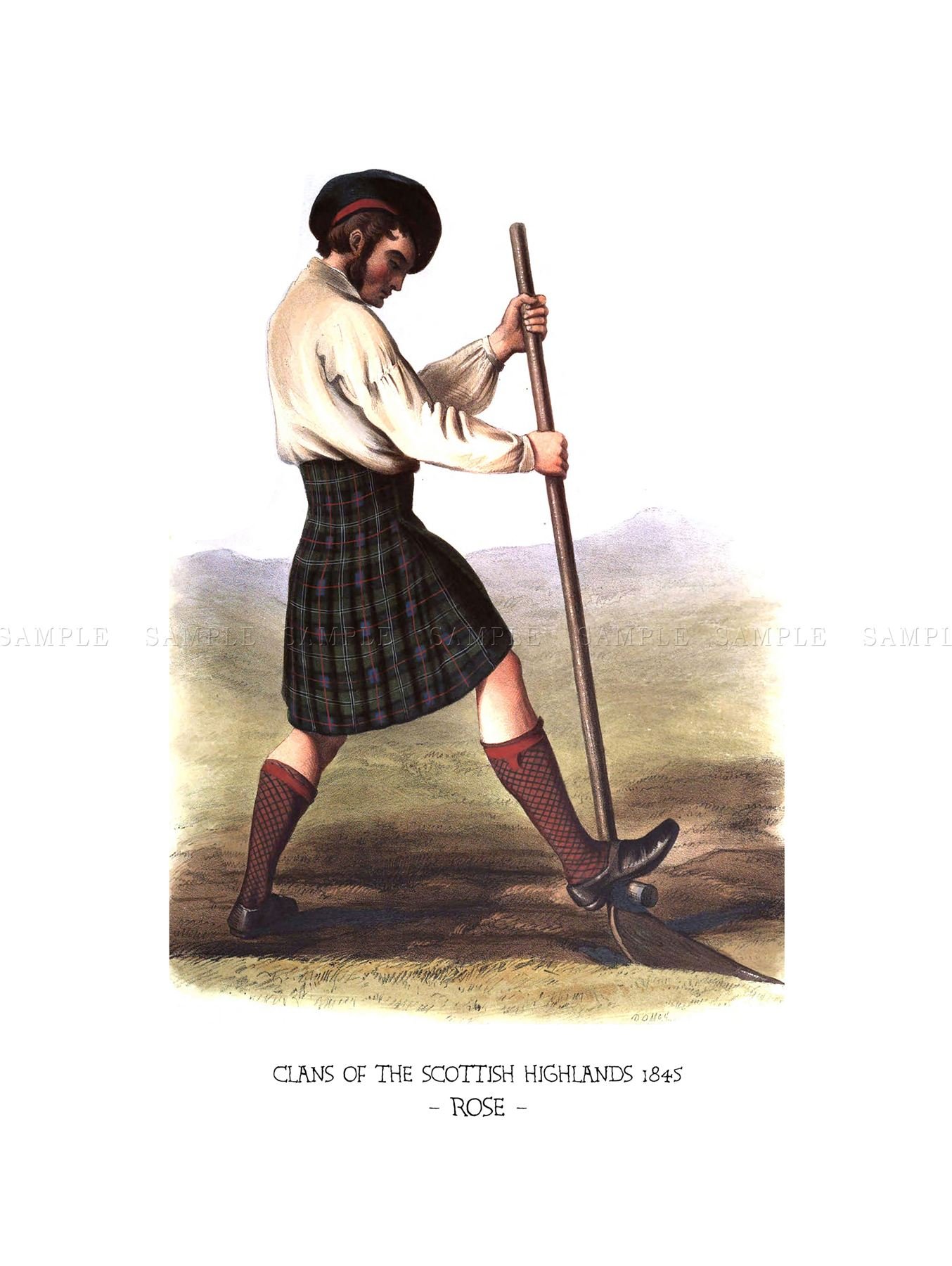 Wee Blue Coo Painting Book Clans Scottish 1845 Rose Colour 12x16 Wall Art Print
