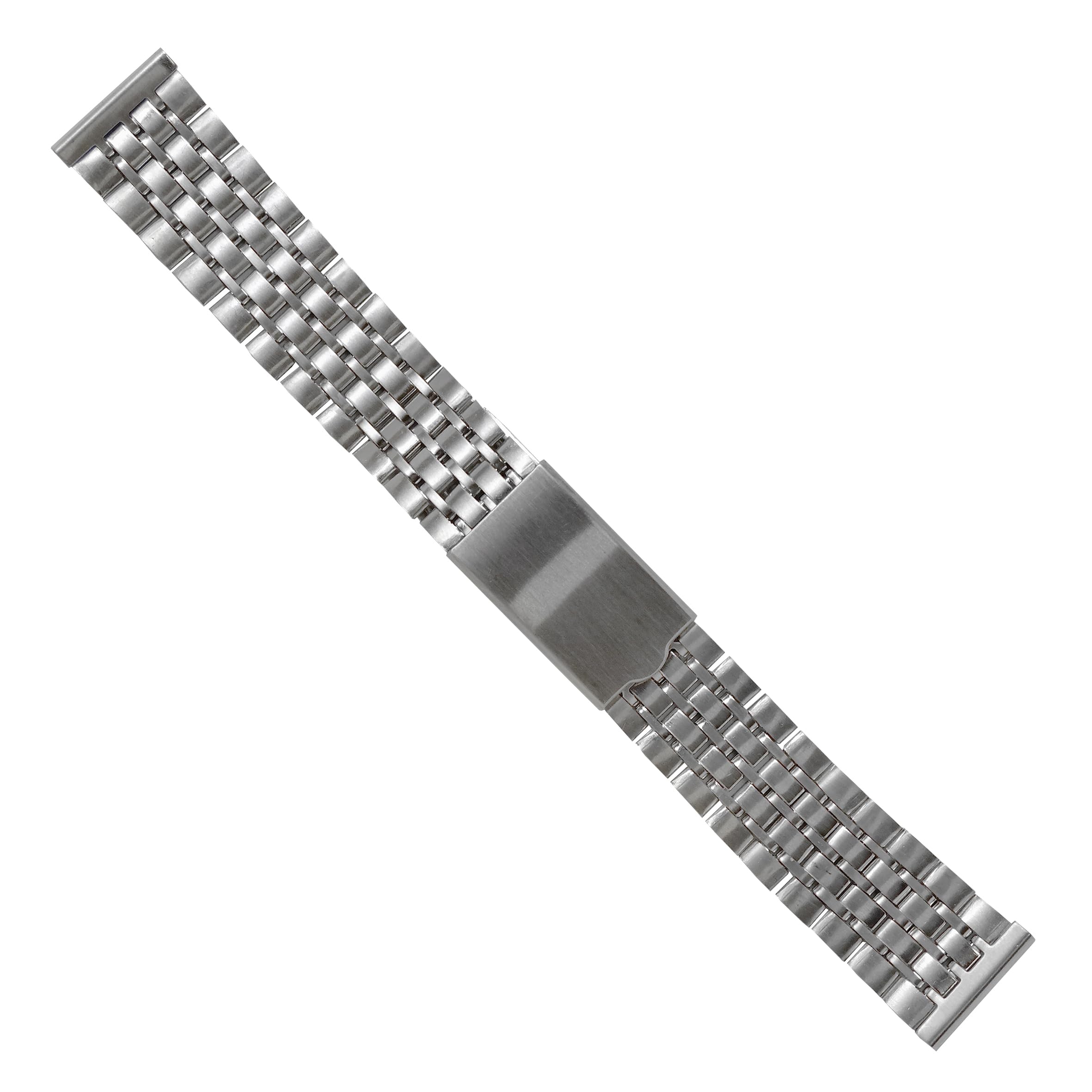 Bracelet de Montre en Acier Inoxydable Réglable 19 mm pour homme compatible avec Beads of Rice New Old Stock 1960 1970 - Bande Vintage Original Métallisé - Strap Bracelet Rétro