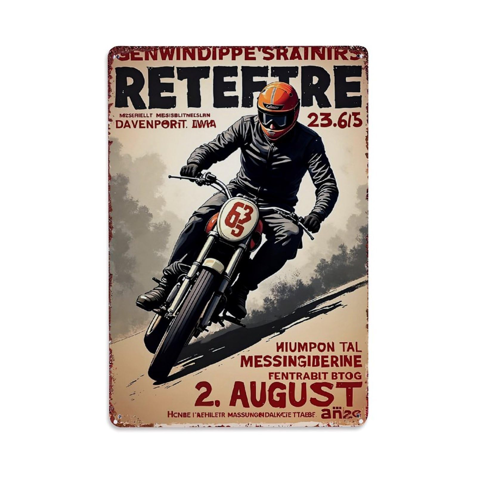 Jdfenggu Vintage Motorcycle Rider Racing Poster Art Retro Metal Tin Sign, Decor Art Poster For Bar, Home, Man Cave, Kitchen, Laundry Room Gift 8X12inch