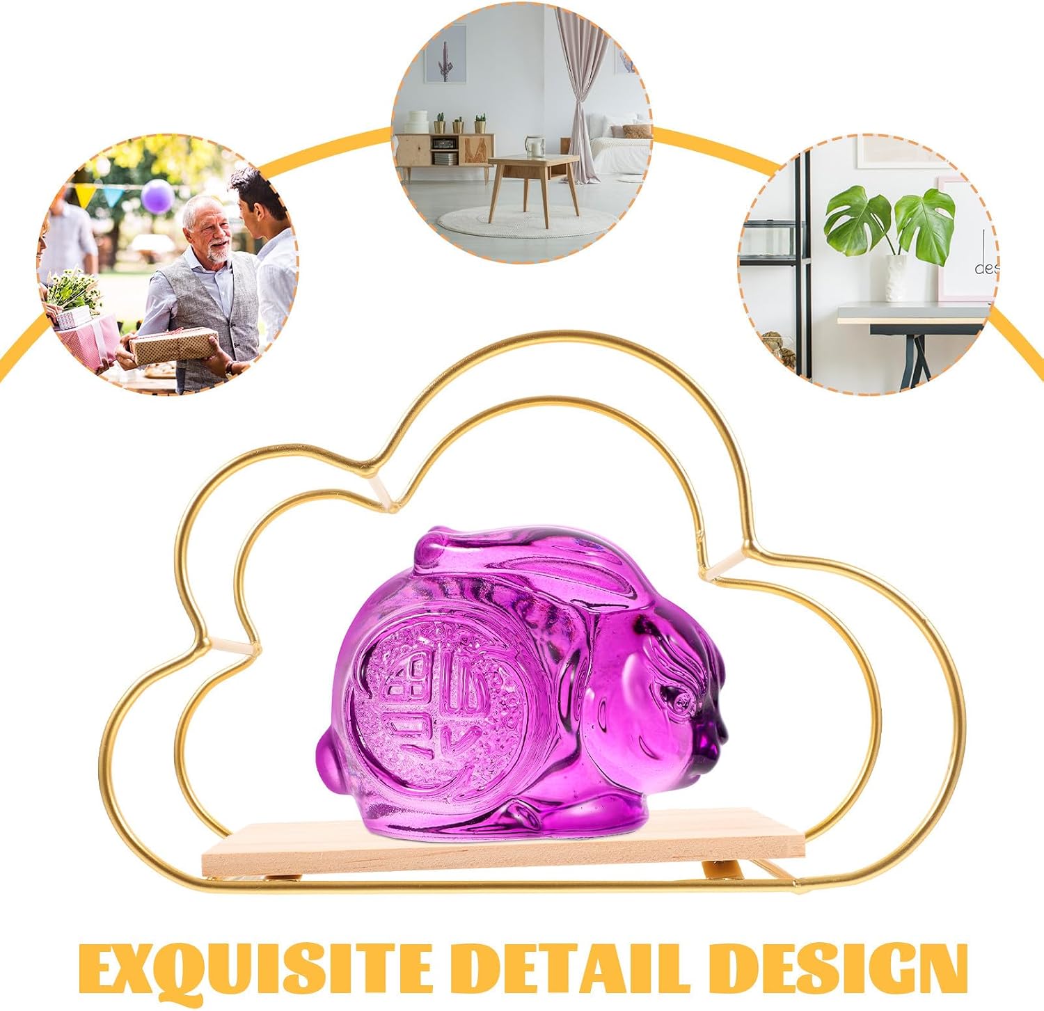 Cloud Shaped Floating Shelves Golden Iron Wood Wall Decor Rack Xmas image 5