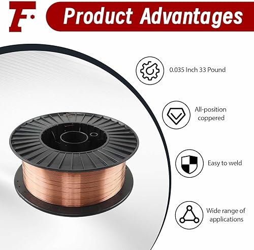 Miniatura 3 de findmall ER70S-6 Alambre de soldadura MIG de acero suave de 0,035 pulgadas, carrete de 33 libras, apto para todas las posiciones de soldadura de gas