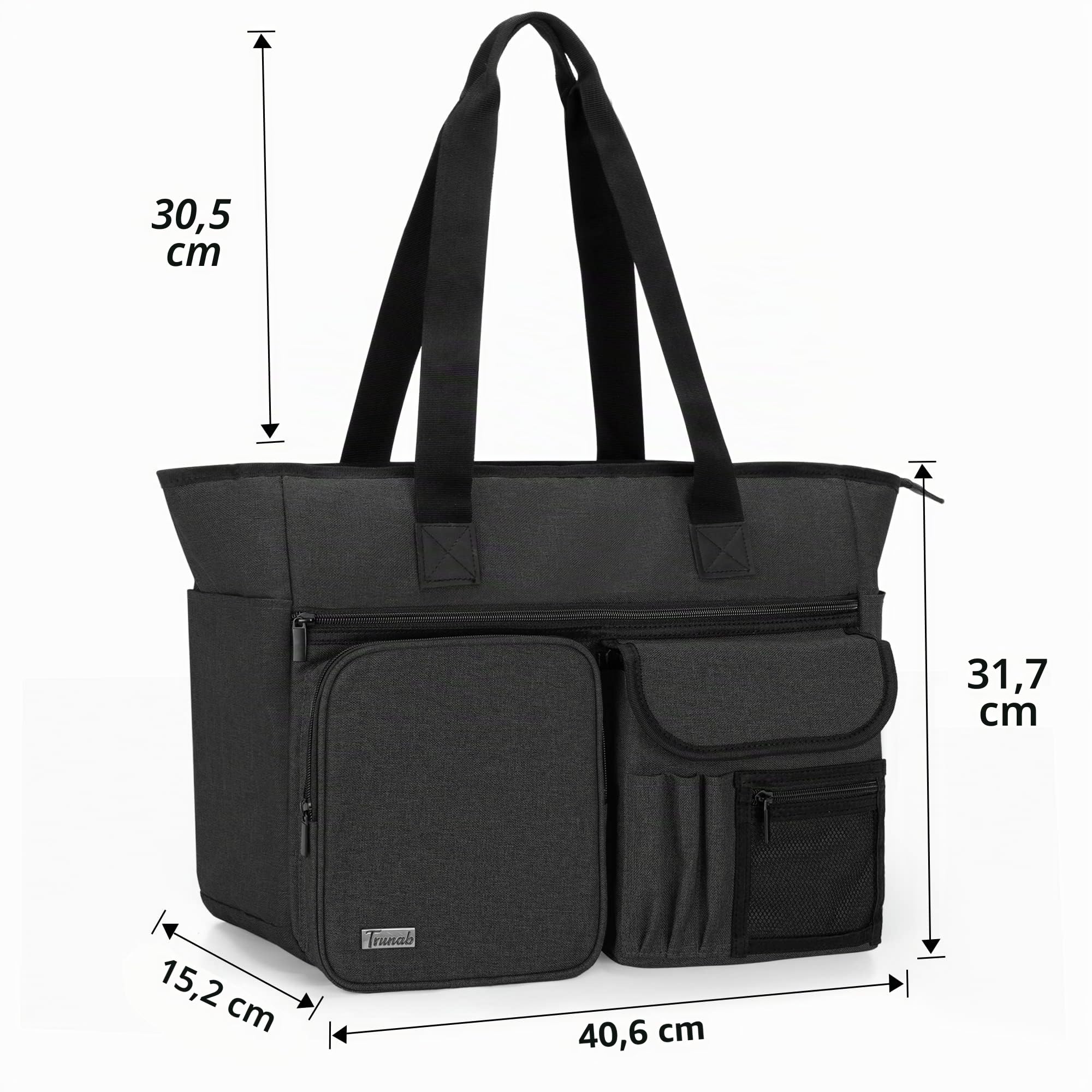 Trunab Sac Fourre-Tout d'Infirmière avec Housse Rembourrée pour Ordinateur Portable de 15,6", Sac d'Infirmière avec Plusieurs Poches pour Les Visites de Soins Palliatifs et Les Soins à Domicile