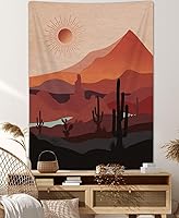 Vista 26 de DYNH Tapiz Vertical Bohemio de Montaña, Tapices de Naturaleza Bosque Árbol Lago Sol, Tapiz Bohemio Minimalista de Mediados de Siglo del Desierto