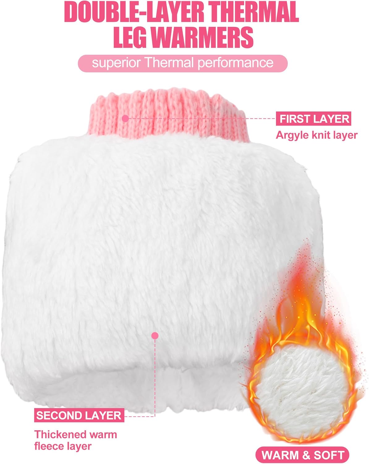 Shihanee Winter Fleece Lined Leg Warmers for Women Knit Long Leg Warmers Warm Fleece Lined Boot Socks for Skating Daily Wear - Image 2