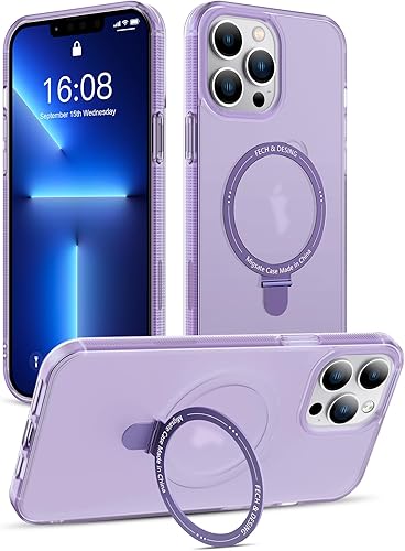 Funda para iPhone 12 Pro Max con soporte de anillo de aleación invisible, compatible con Magsafe, protección de grado militar, funda translúcida 12
