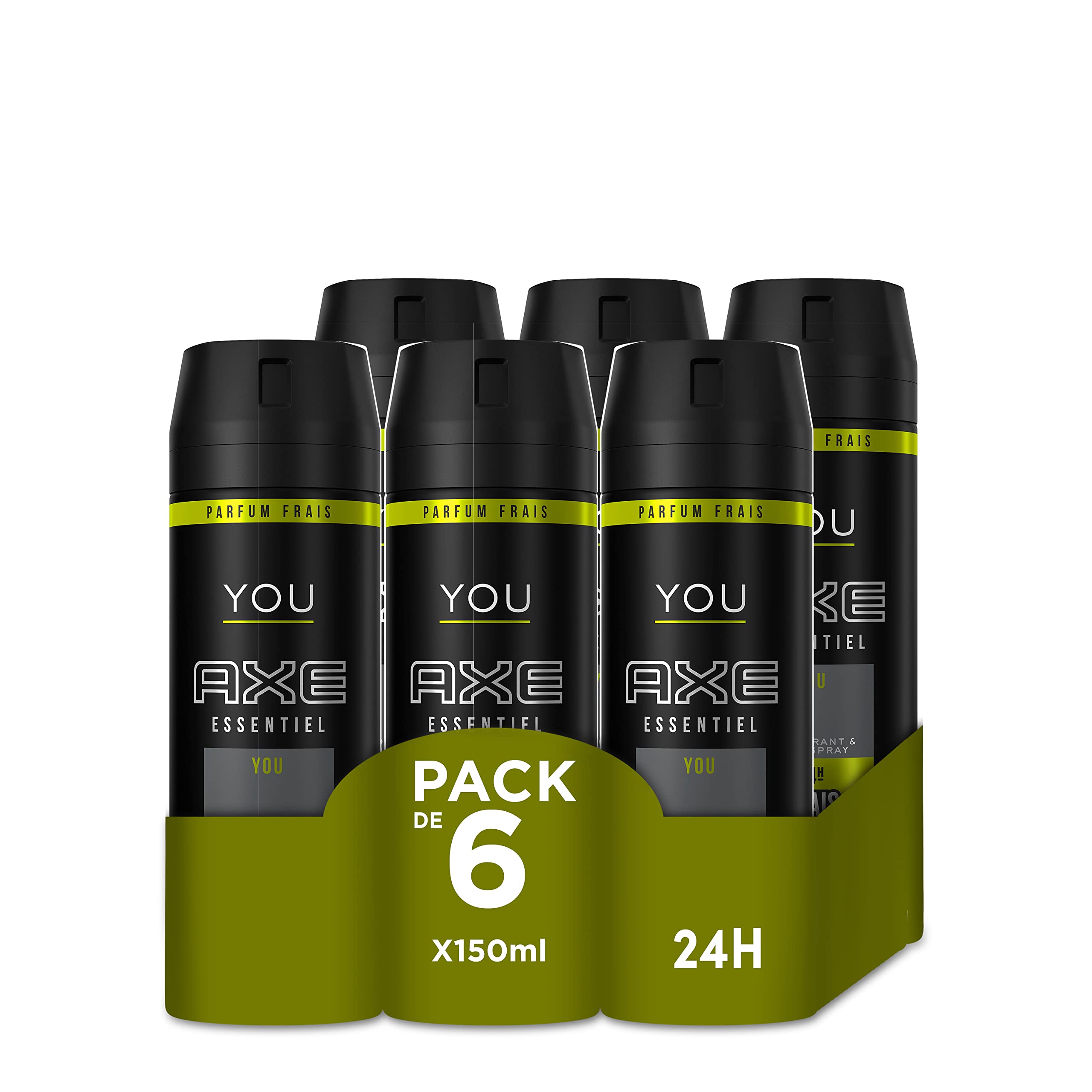 AXE DÈodorant Homme You Bodyspray - 24h de FraÓcheur Non-Stop - AntibactÈrien - Lot de 6 x 150 ml - 900 ml