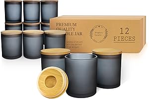 12 Pack 10oz Clear Glass Candle Jars with Bamboo Lid