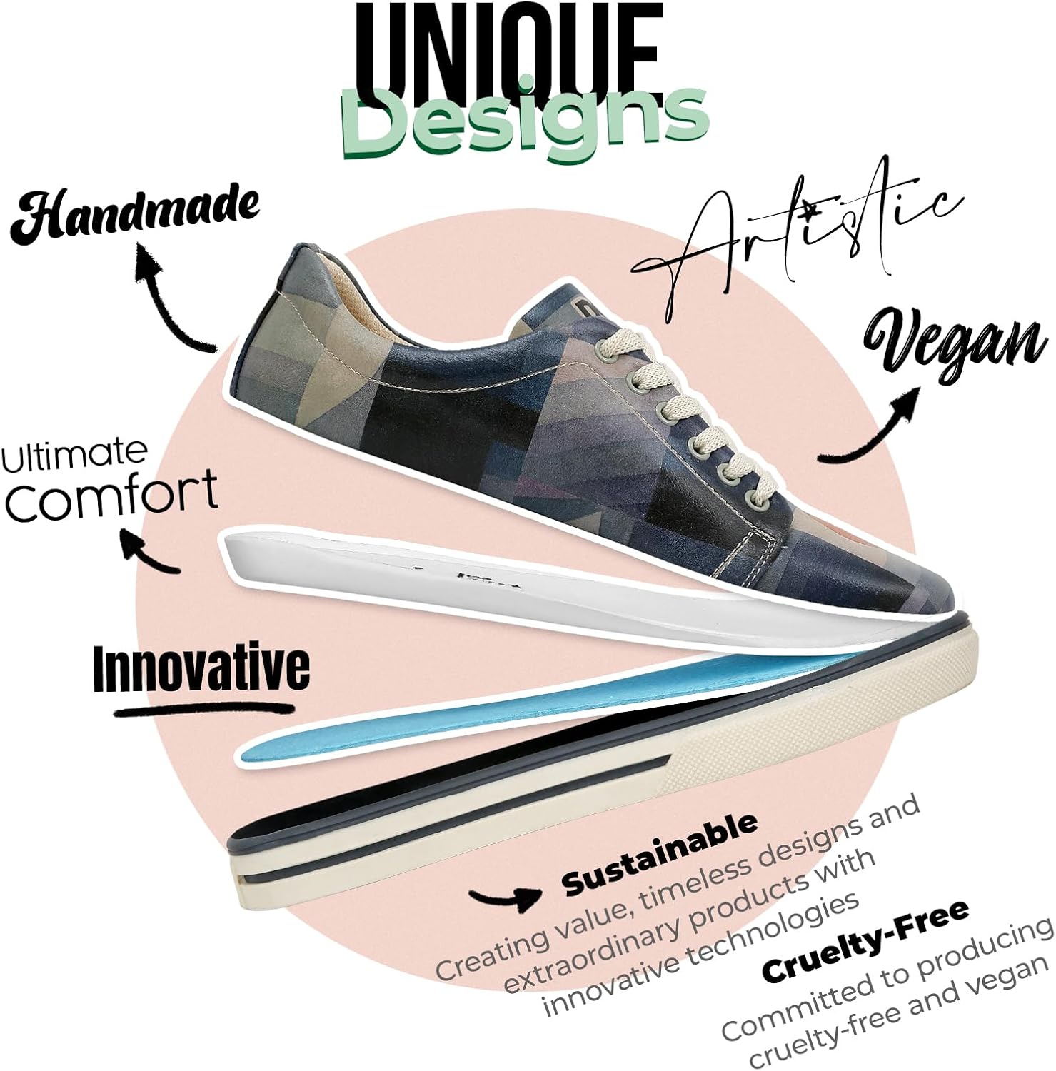DOGO Vegan Leather Sneakers for Women - Handmade and Unique Fashion Sneakers for Women