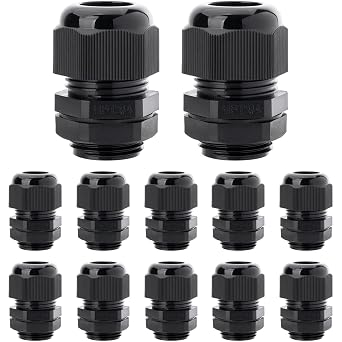 12PCS 3/4 NPT Cable Gland Waterproof Adjustable 13-18mm/0.51-0.71inches Nylon Cable Glands Joints with Gaskets 3/4", 12PCS