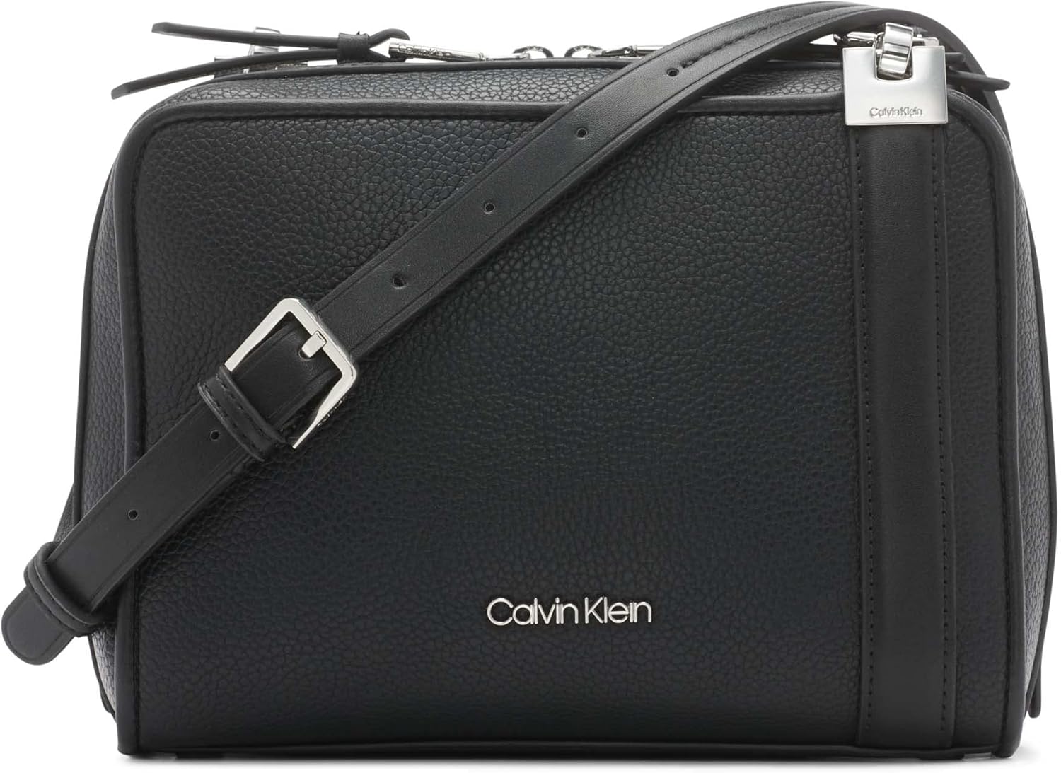 Calvin Klein Collette Top Zip Crossbody, Black/Silver Handbags