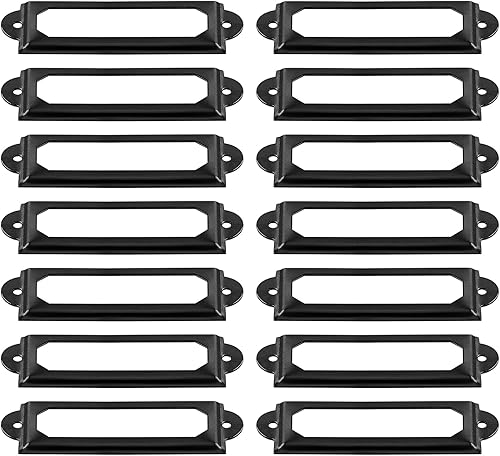 Suiwotin 60 soportes de etiquetas de metal, etiquetas de metal plateado para biblioteca, soporte para marcos de etiquetas para cajones de archivos,