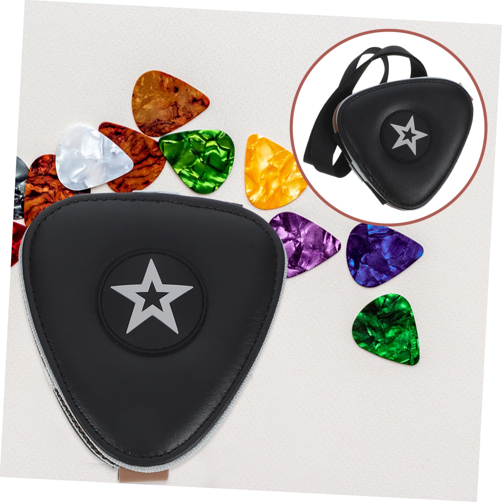 HEMOTON Borsa Porta Plettri in Pelle per Chitarra 2 Pezzi Custodia per Plettri Custodia Leggera per Accessori Cordino per Musicisti