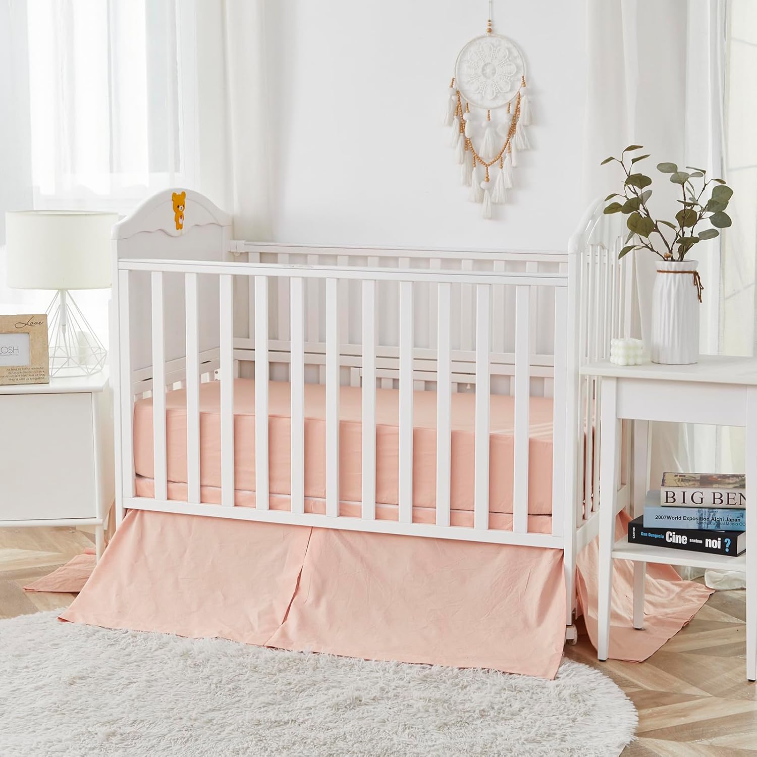 Brandream Baby Girl Boy Crib Bedding Set 3 Pieces 100% Cotton Super Soft Boho Bohemian Farmhouse Chic Neutral Nursery Bedding Collection - Quilt, Crib Fitted Sheet, Crib Skirt