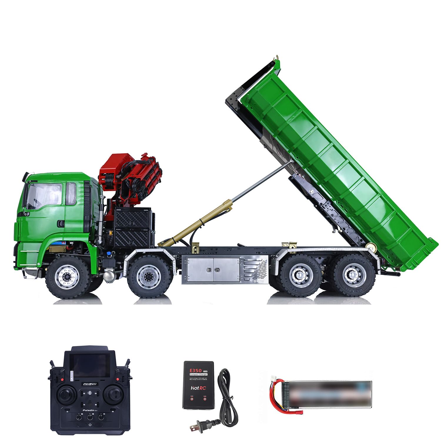 LESU 1/14 8x8 RC Roll-on/Off Hydraulik Ladekran Kipper Kippfahrzeug Flysky PL18EV