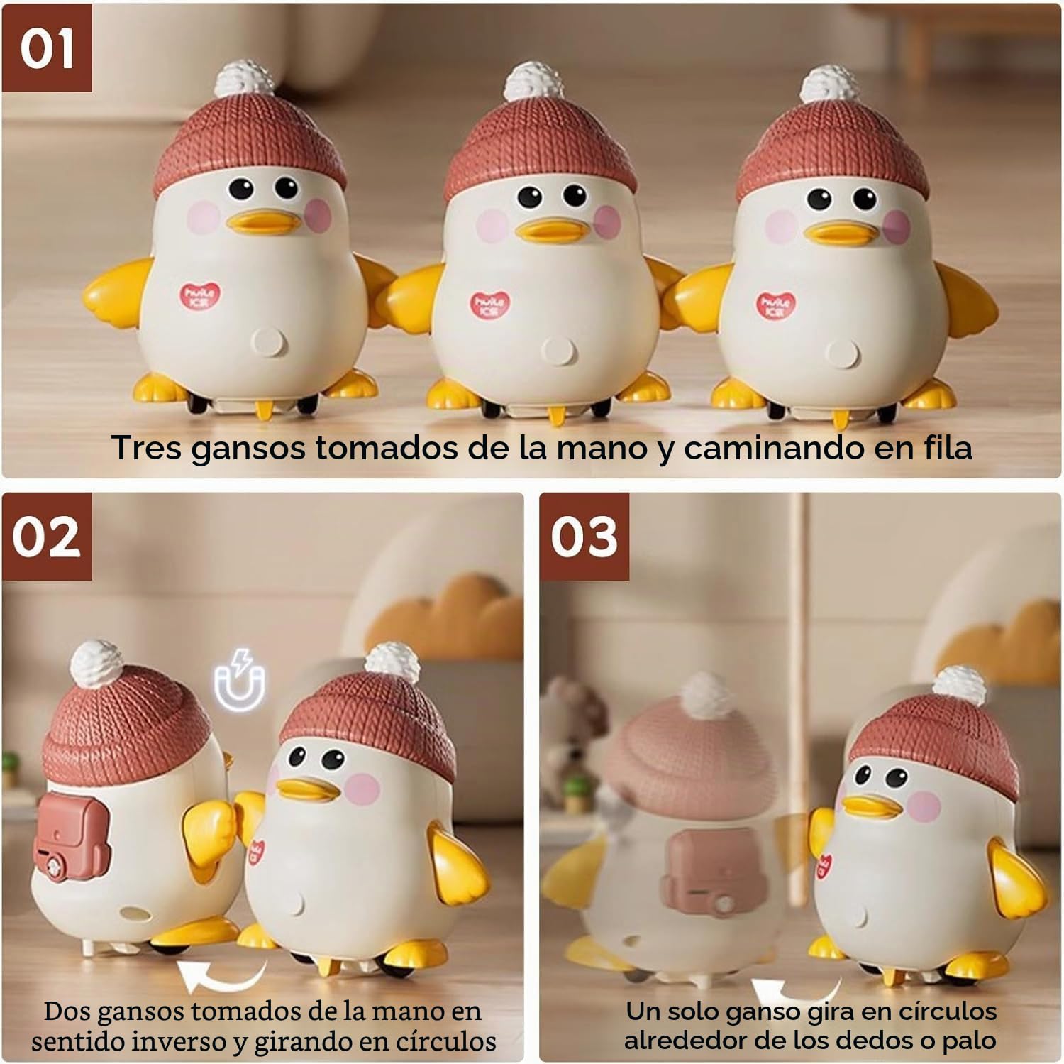 Tummy Time Duck Family Toy, Pato Que se Balancea, Gatea y Camina con Patitos, Juguetes para Jugar Boca Abajo para Niños Pequeños de 1 a 3 Años (1 Set)