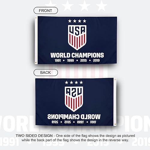 Miniatura 2 de Desert Cactus Bandera de fútbol de Estados Unidos USWNT Equipo nacional femenino de Estados Unidos, 100% poliéster, para interiores y exteriores, 3