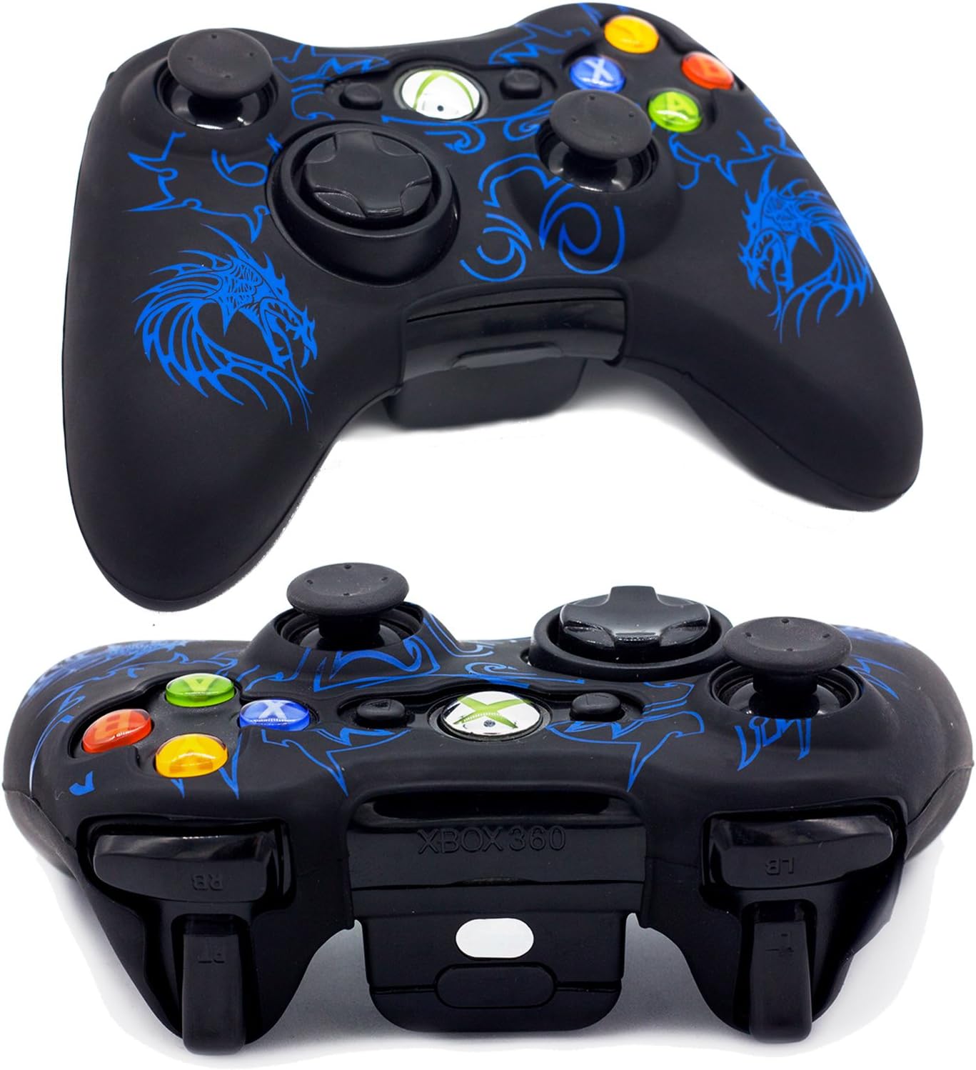 BRHE Cool Silicone Protector Cover Case Anti-Slip Soft Comfort for Xbox 360 Controller Skin (Blue)