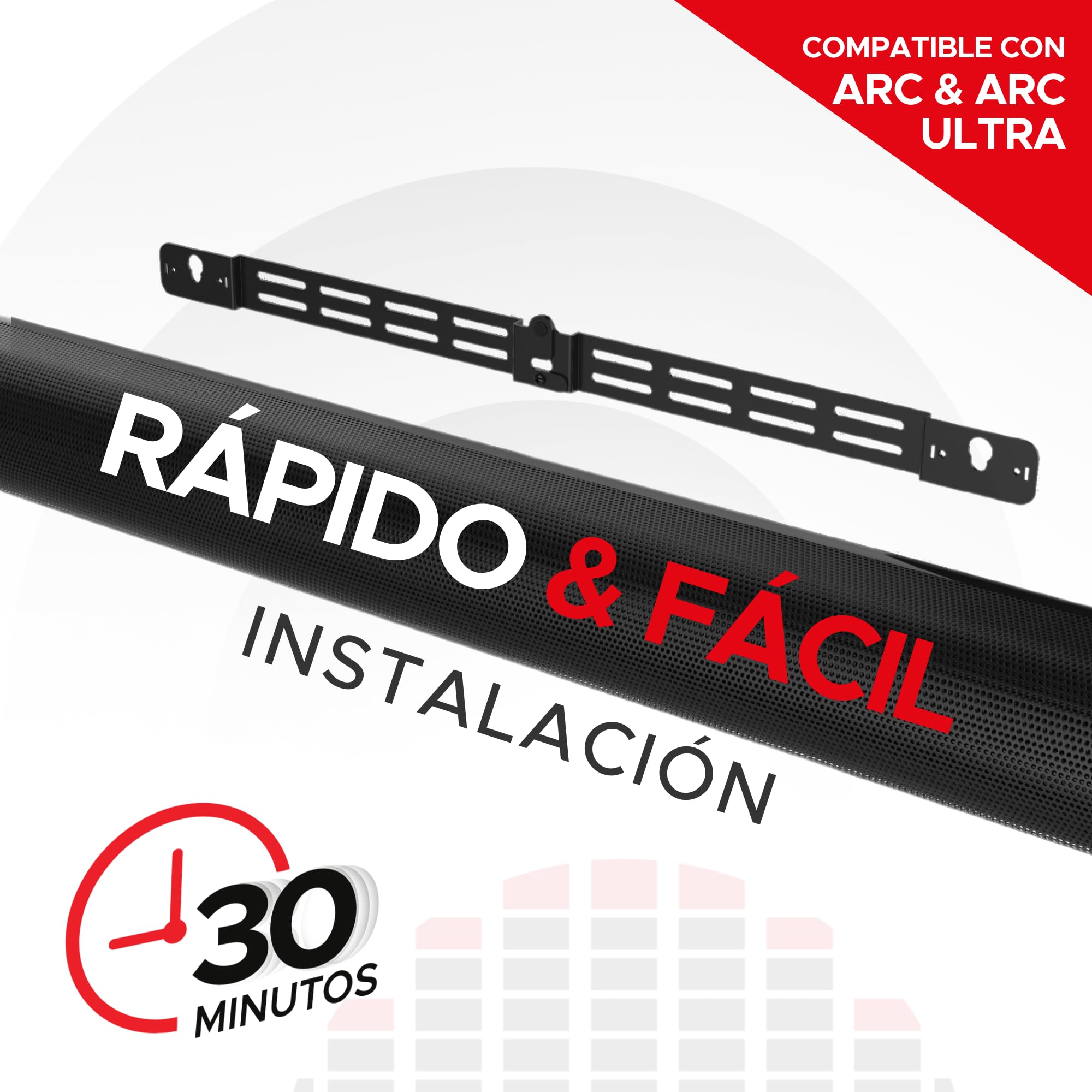 Soporte de Pared Soundbass ARC, Negro, Compatible con Sonos ARC y ARC Ultra, Ajustable en Profundidad, Todo el Hardware Incluido, Diseñado en el Reino Unido