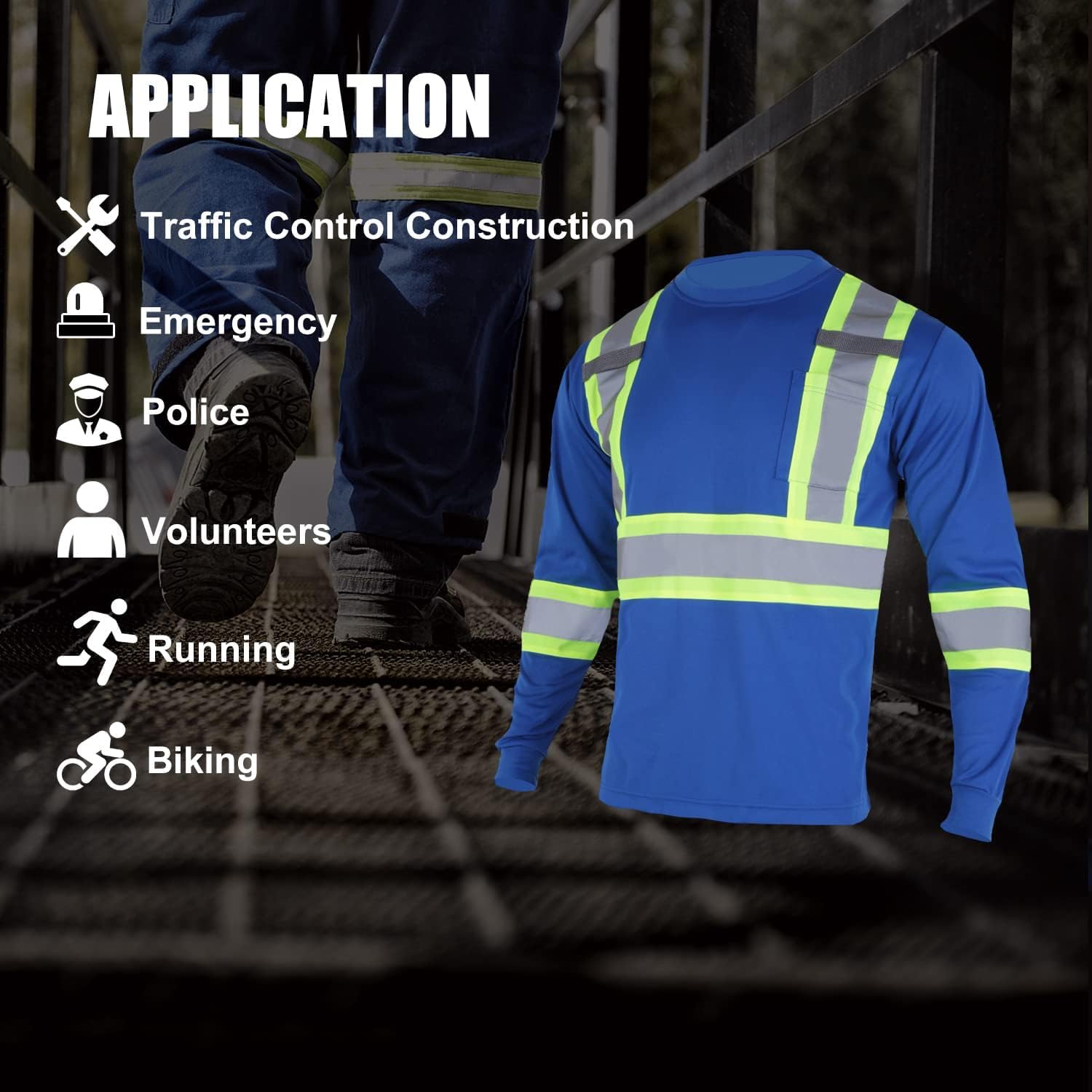 FONIRRA High Visibility Shirts for Men 3 Pack Reflective ANSI Class Hi Vis Safety Construction Work T Shirt Long Sleeves - Image 6