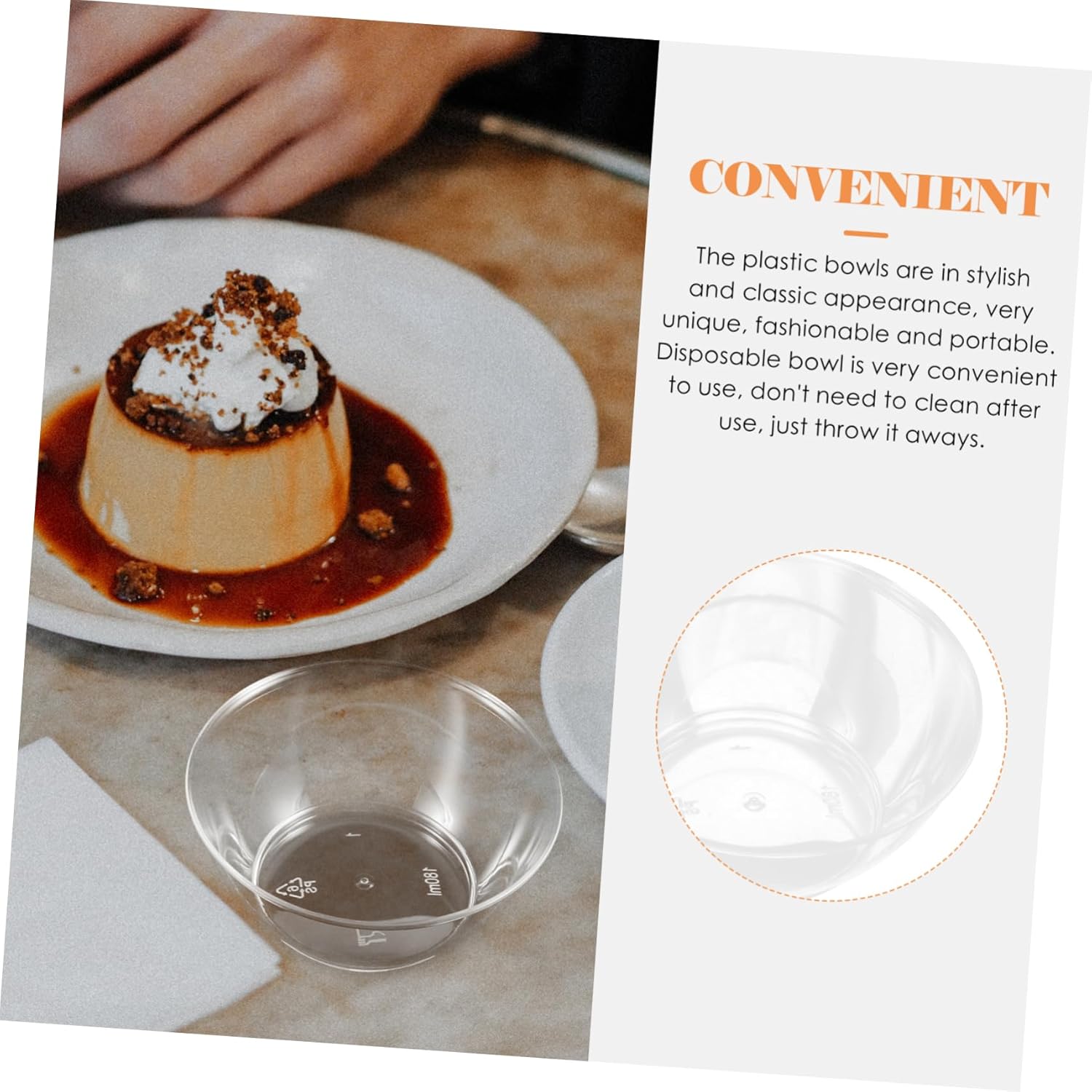 100pcs Extra Serving Bowl Plastic Bowls Salad Serving for Party Disposable Camping Supplies