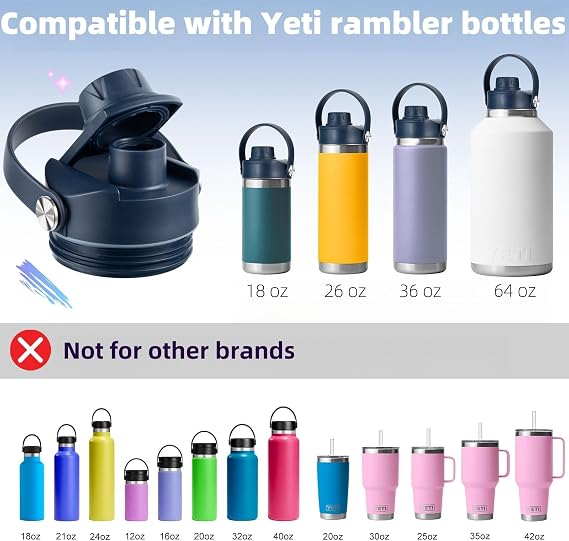 Straw Lid and Spout Lid for Yeti Rambler 26 oz 36 oz 18 oz 46 oz 64 oz Water Bottles, Replacement Caps